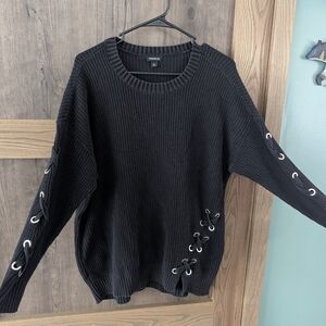Torrid Black Sweater with Eyelet Accents